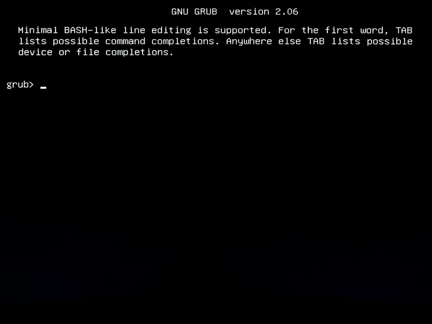 GNU GRUB command line screen